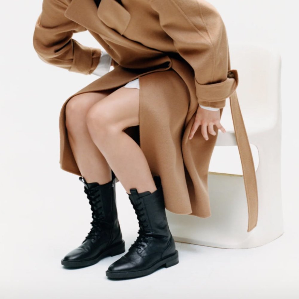 Zara leather combat boots